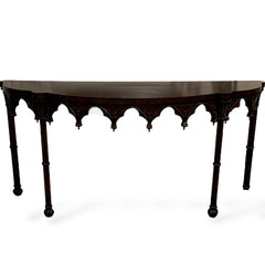 European Crossroads Gothic Revival Wood Carved Console Table by Designer John - Richard 72Lx23Wx34H