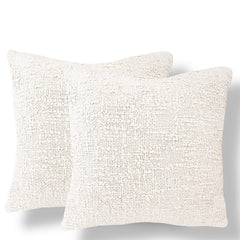 Cozy Cotton White Boucle Cover w/ Down Pillow 20x20 PAIR