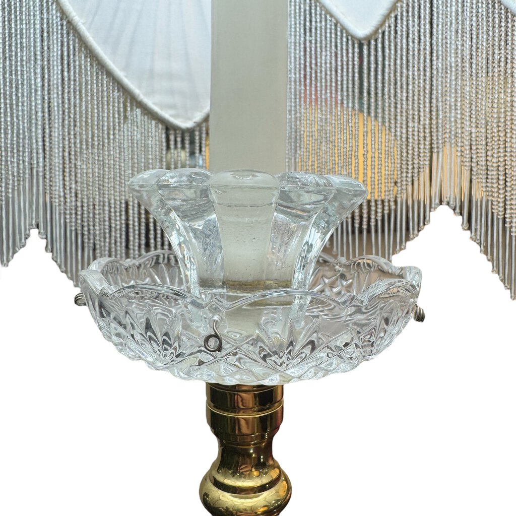 Brass & Crystal Lamp w/ Dale Tiffany Co. Handmade Glass Beaded Shade