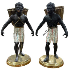 Pair of 14" Petites Choses Blackamoor Nubian Men w/ Baskets