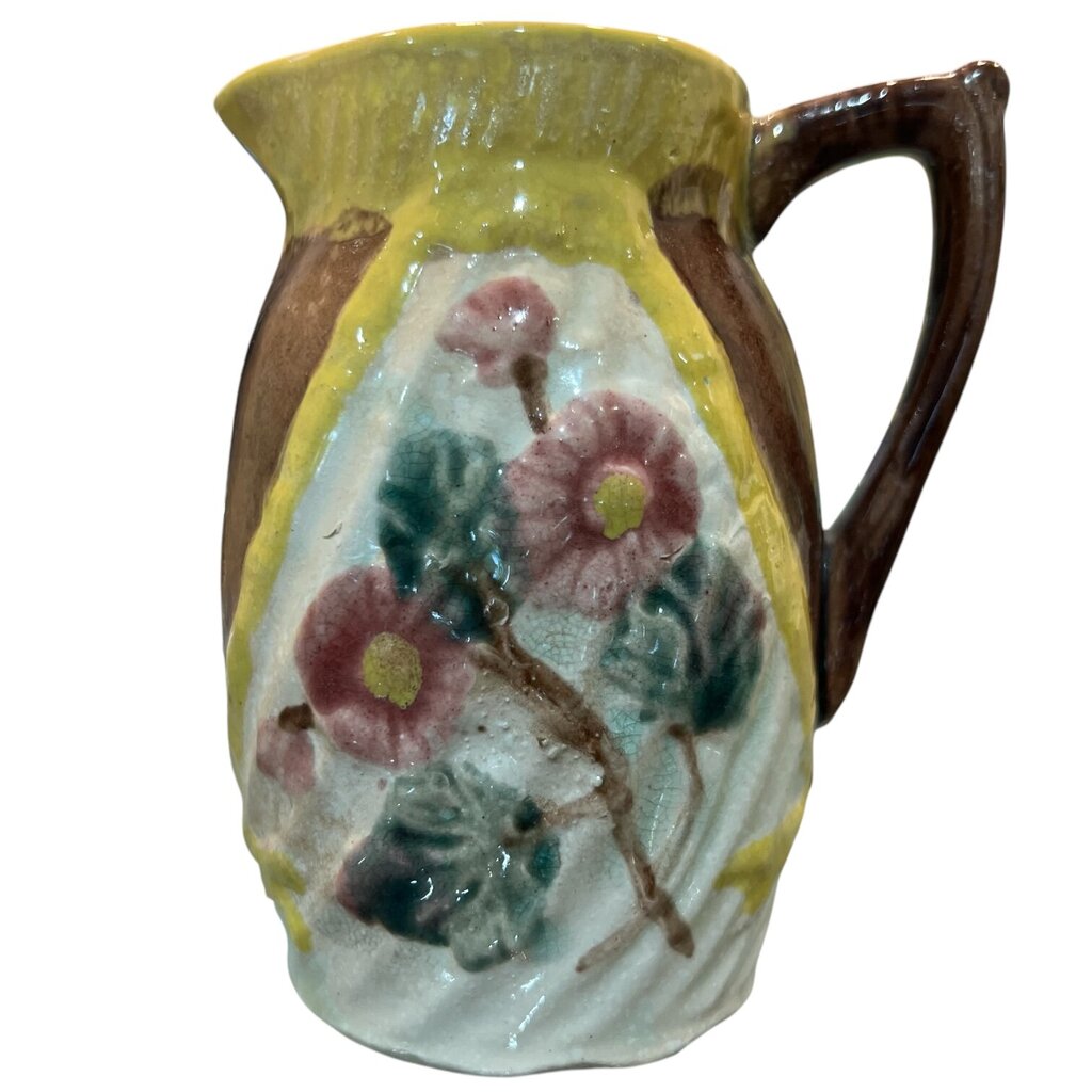 Antique Majolica Flowers Creamer Circa 1880's 5Hx4W