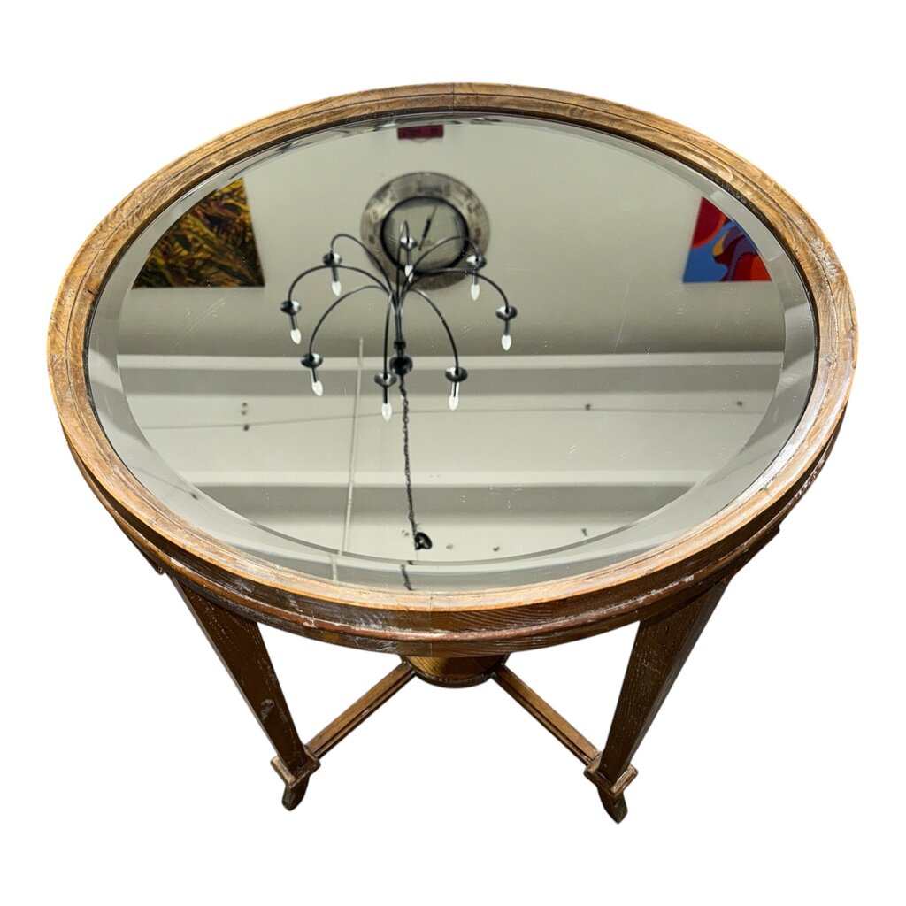Madeline Bevel Mirrored Wood Side Table by Beyond Borders 26.5Lx26.5Wx28.5H