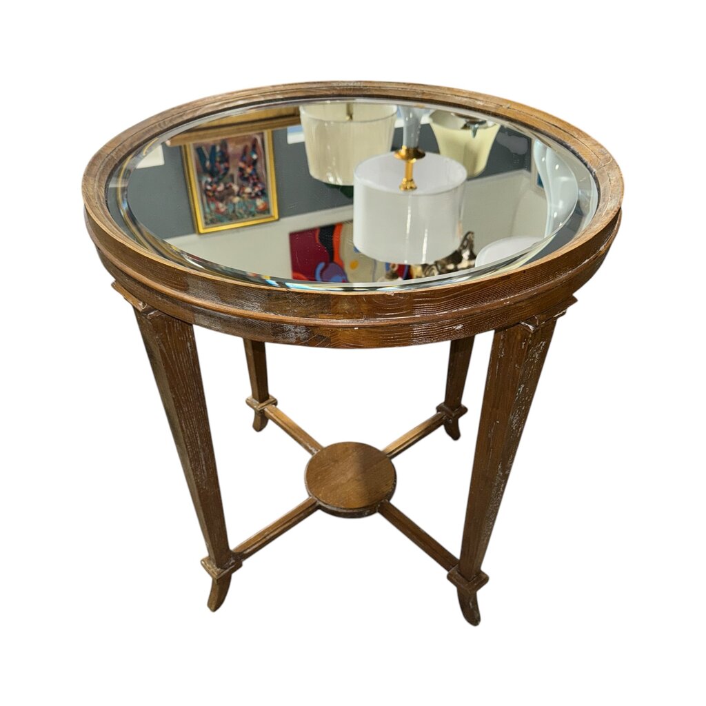 Madeline Bevel Mirrored Wood Side Table by Beyond Borders 26.5Lx26.5Wx28.5H