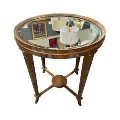 Madeline Bevel Mirrored Wood Side Table by Beyond Borders 26.5Lx26.5Wx28.5H
