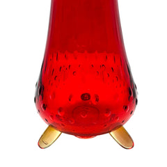 MCM Vintage L.E. Smith 3 Toed Swung Vase in Ruby Red Amberina Glass 15" tall