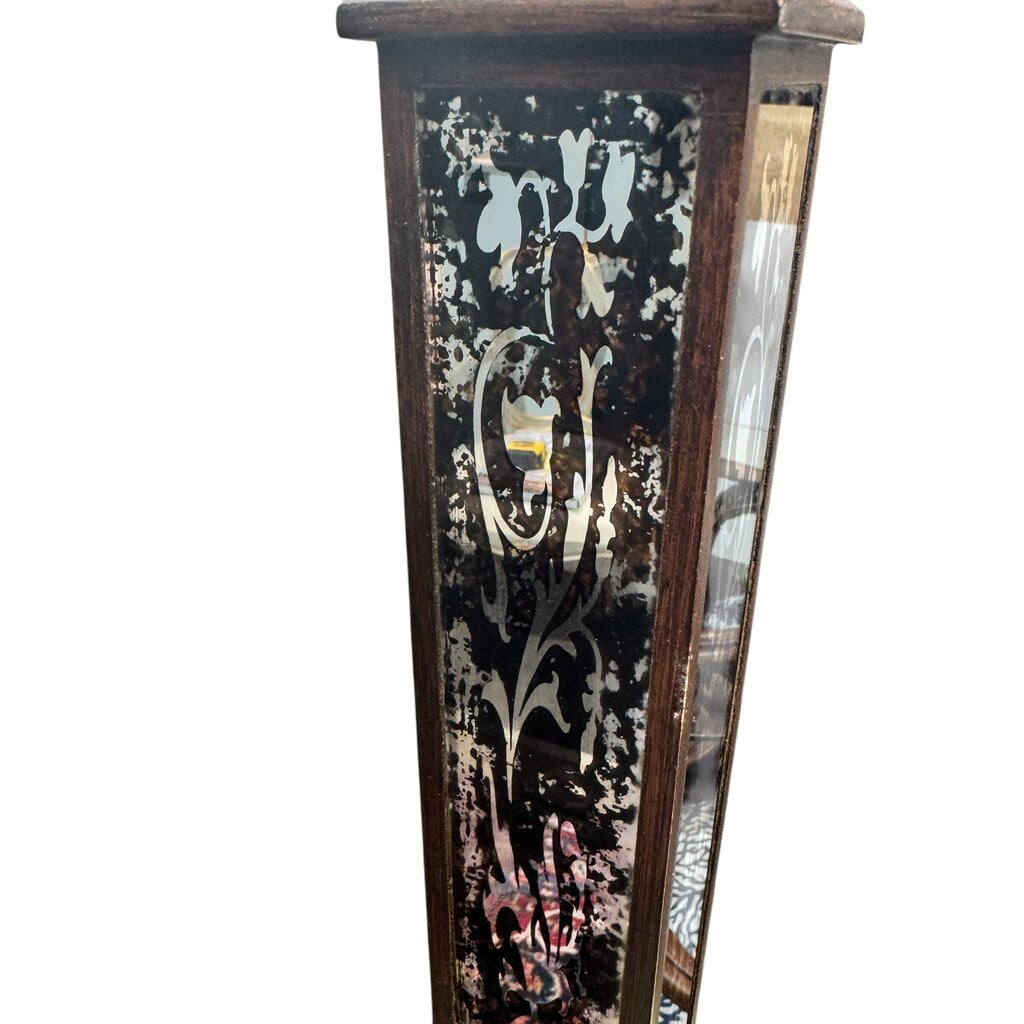 Pair of Mirror & Ebony Obelisk Style Buffet Lamps 12Wx42H