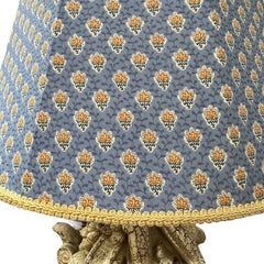 Pair of Italian Fruit Basket Lamps w/ Designer Pale Blue Shades 34" tall