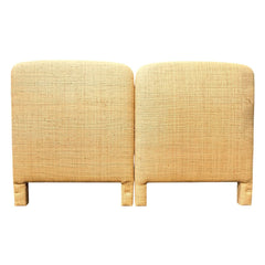 Pair of Natural Grass Cloth Upholstered Twin Headboards