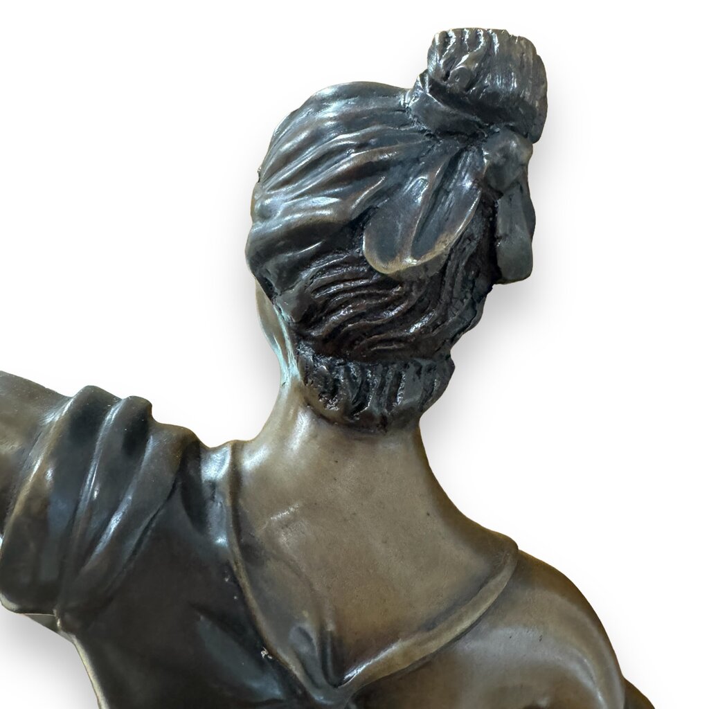 "Lady Justice" also Greek Goddess Themis of Earth & Law Bronze Statue on Marble Pedestal Sword & Scales 15Wx30H