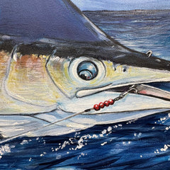 Hooked Marlin Oil Painting by: World-Class Gamefish & Wildlife Artist J. Suroviec 53Lx41H
