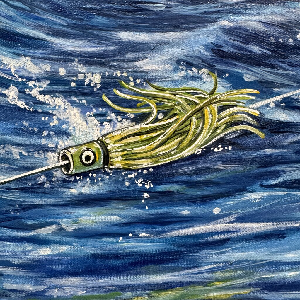 Hooked Marlin Oil Painting by: World-Class Gamefish & Wildlife Artist J. Suroviec 53Lx41H