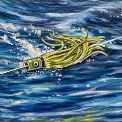 Hooked Marlin Oil Painting by: World-Class Gamefish & Wildlife Artist J. Suroviec 53Lx41H