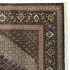 Extra Fine Geometric Tabriz Persian Hand-Knotted 8x12 Wool Silk Area Rug