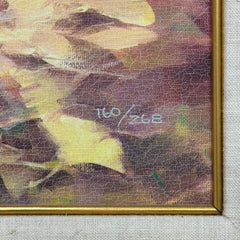 "Ginko" Signed Limited Edition 160/268 Giclee on Canvas by Listed Artist: Jia Lu (b. 1954) 36"x36" Gold Leaf Wooden Frame