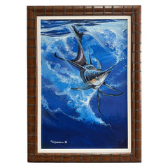 Joe Suroviec “Free Jumper” Original Oil on Canvas, Sailfish, Framed, 31Lx43H