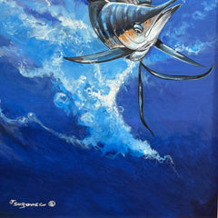 Joe Suroviec “Free Jumper” Original Oil on Canvas, Sailfish, Framed, 31Lx43H
