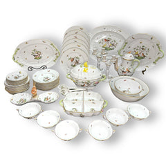 Herend Rothschild Hand-Painted Bird Dinnerware Set ~ XX pieces Made in Hungry 6 place settings