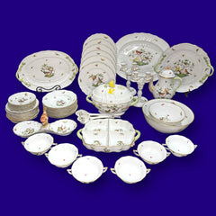Herend Rothschild Hand-Painted Bird Dinnerware Set ~ XX pieces Made in Hungry 6 place settings