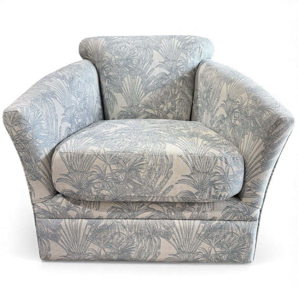 Custom Upholstered Swivel Glider Barrel Chair Color: Scope Sky by: Stanley Chair Co. Made in FL