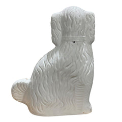 Pair of Ceramic White & Gold Staffordshire Spaniel Dog Figurines 11Lx4Wx13.5H