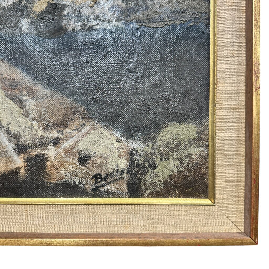 Madrid, Spain Cityscape MCM Oil Painting on Canvas by: Jose Beulas (Spanish 1921-2017) 49Lx32H