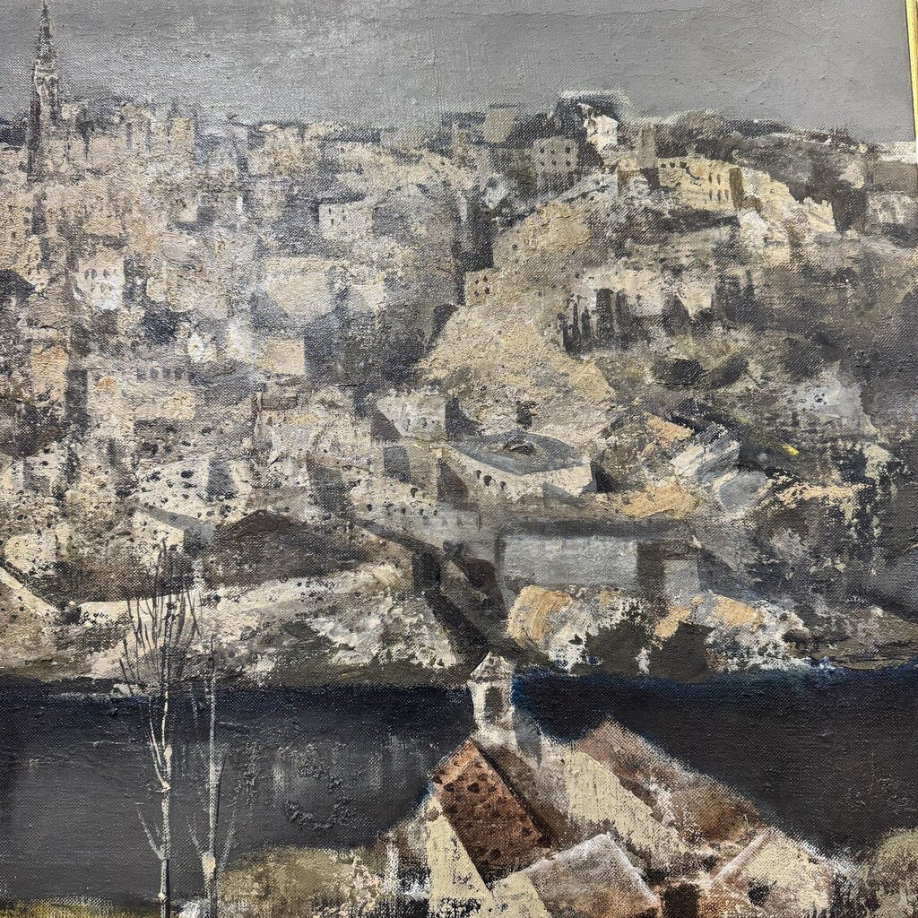 Madrid, Spain Cityscape MCM Oil Painting on Canvas by: Jose Beulas (Spanish 1921-2017) 49Lx32H