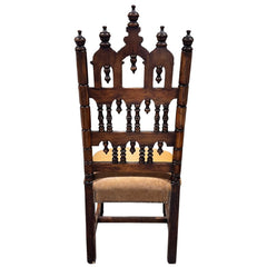 Handcarved Wooden Chair w/ Leather Upholstery 19Lx21Wx50H