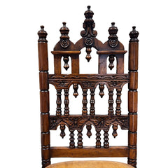 Handcarved Wooden Chair w/ Leather Upholstery 19Lx21Wx50H