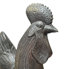 Antique Standing Bronze Rooster Statue 12Lx4Wx17H