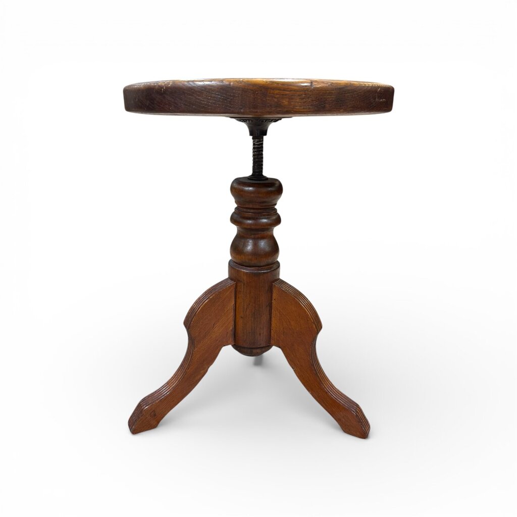 Antique Tonk Chicago New York Oak Adjustable Swivel Piano Stool Circa 1880's 14Wx20H