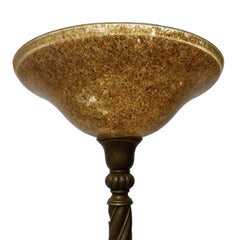 72" Torchiere Floor Lamp w/ Twisted Base & Gold Amber Crackle Glass Shade