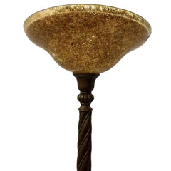 72" Torchiere Floor Lamp w/ Twisted Base & Gold Amber Crackle Glass Shade
