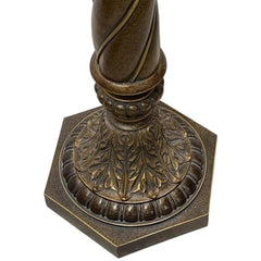 72" Torchiere Floor Lamp w/ Twisted Base & Gold Amber Crackle Glass Shade