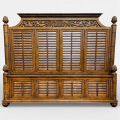 Broyhill Attic Heirlooms King Shutter Panel Bed w/ Pineapple Fenials 80Lx92Wx66H