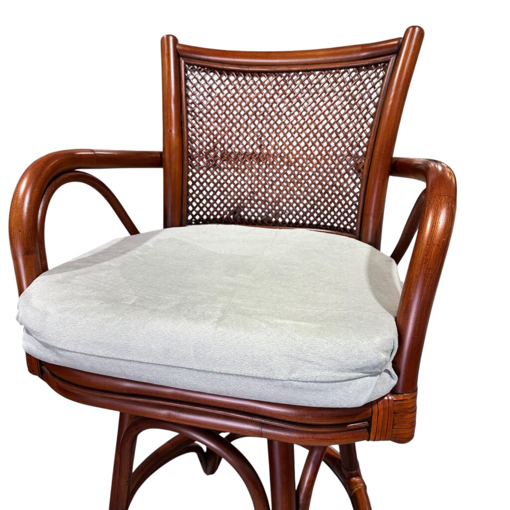 Alexander & Sheridan Singapore Rattan Height Swivel Barstools w/ Cushions (Set of 3)