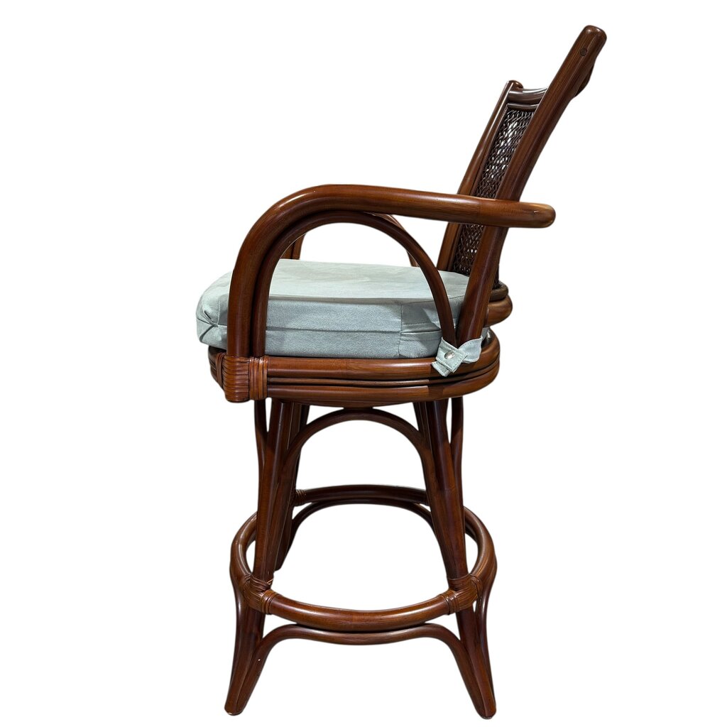 Alexander & Sheridan Singapore Rattan Height Swivel Barstools w/ Cushions (Set of 3)