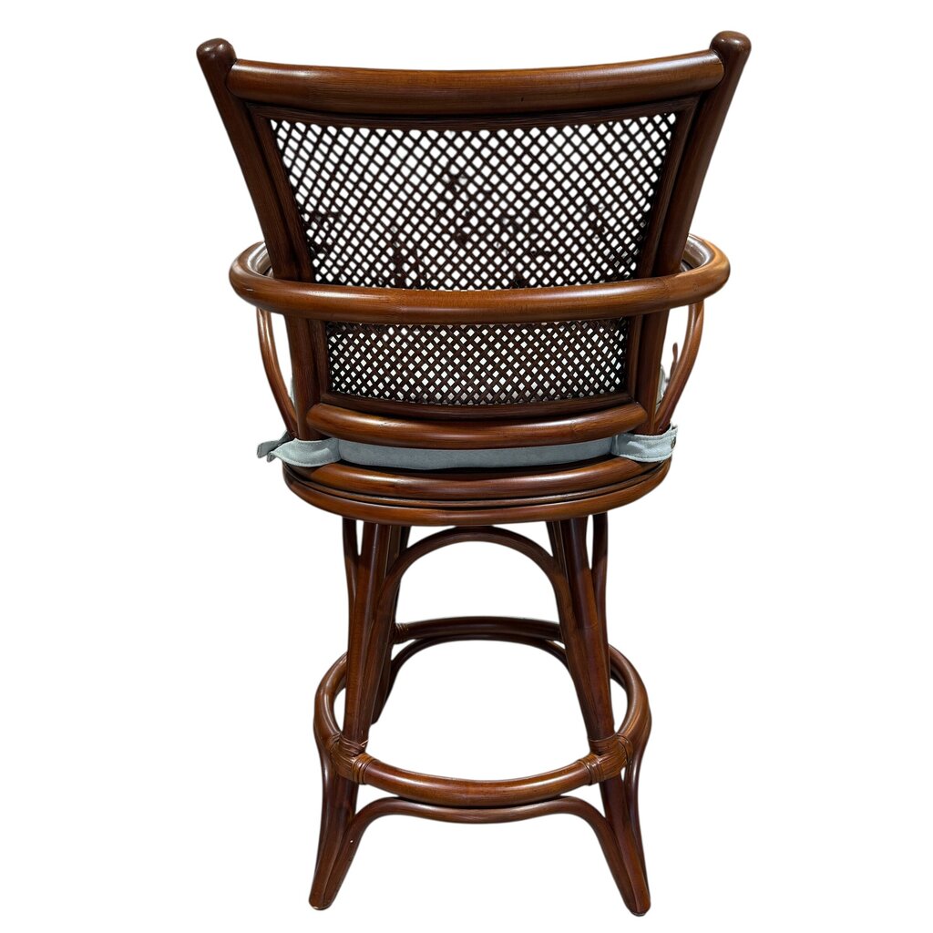 Alexander & Sheridan Singapore Rattan Height Swivel Barstools w/ Cushions (Set of 3)