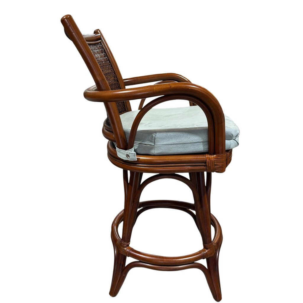 Alexander & Sheridan Singapore Rattan Height Swivel Barstools w/ Cushions (Set of 3)