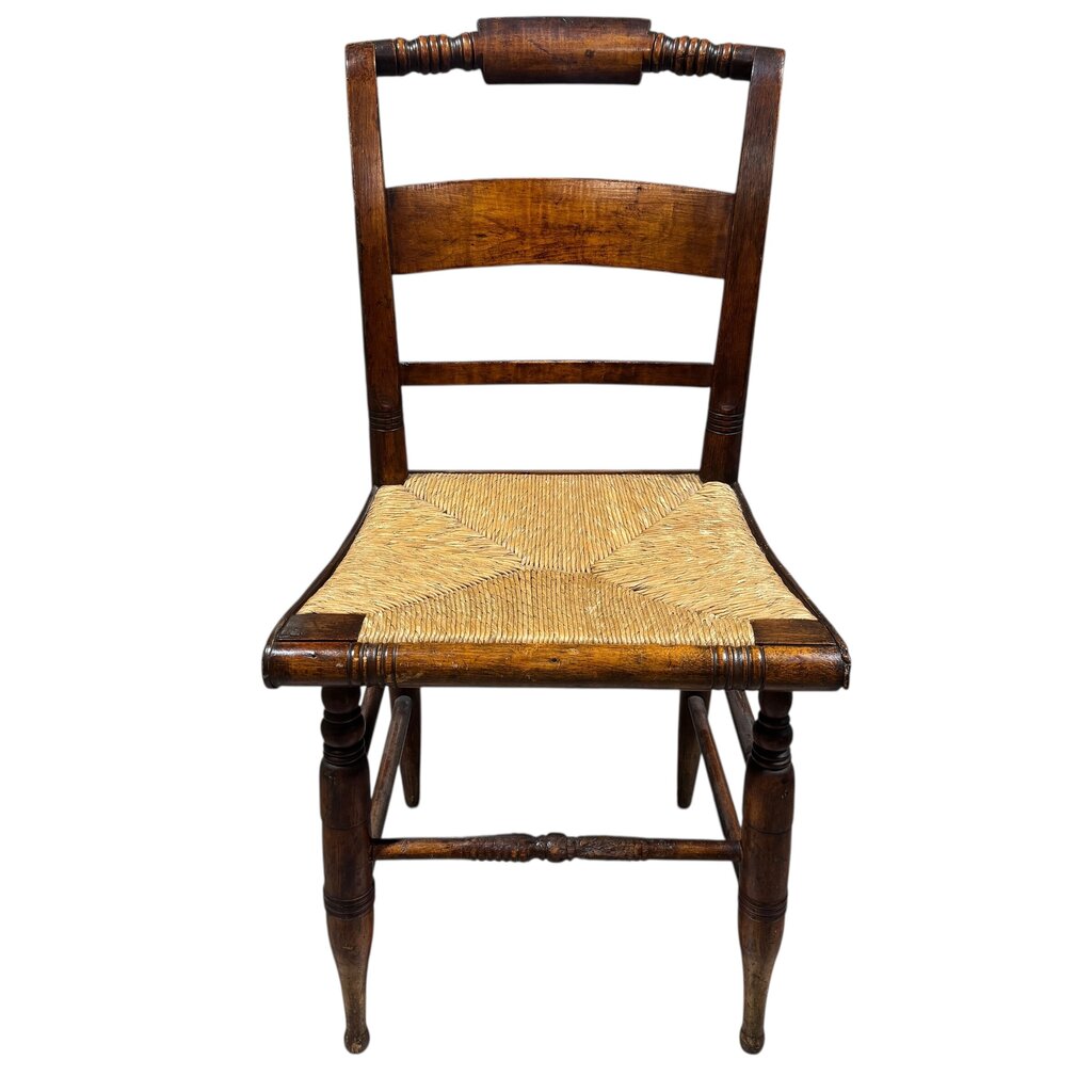 Antique Hitchcock Wooden Chair w/ Rush Seat 18Lx14Wx35H