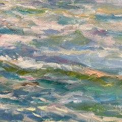 Genesis by: Richard L. Yaco (b. 1942)  Alkyd & Oil on Canvas  Mother and Child by the Sea 44Lx32H
