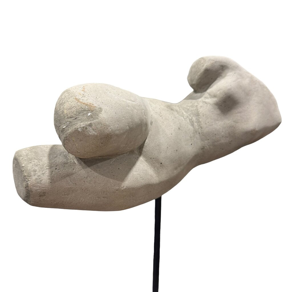 Modernist Concrete Female Torso Sculpture On Iron Stand 14Lx5Wx14H Museum Worthy Gallery Piece Rare