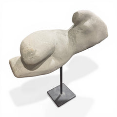 Modernist Concrete Female Torso Sculpture On Iron Stand 14Lx5Wx14H Museum Worthy Gallery Piece Rare