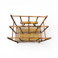 Hollywood Regency Iron and Bamboo Magazine Rack Bookshelf 19Lx12Wx28H