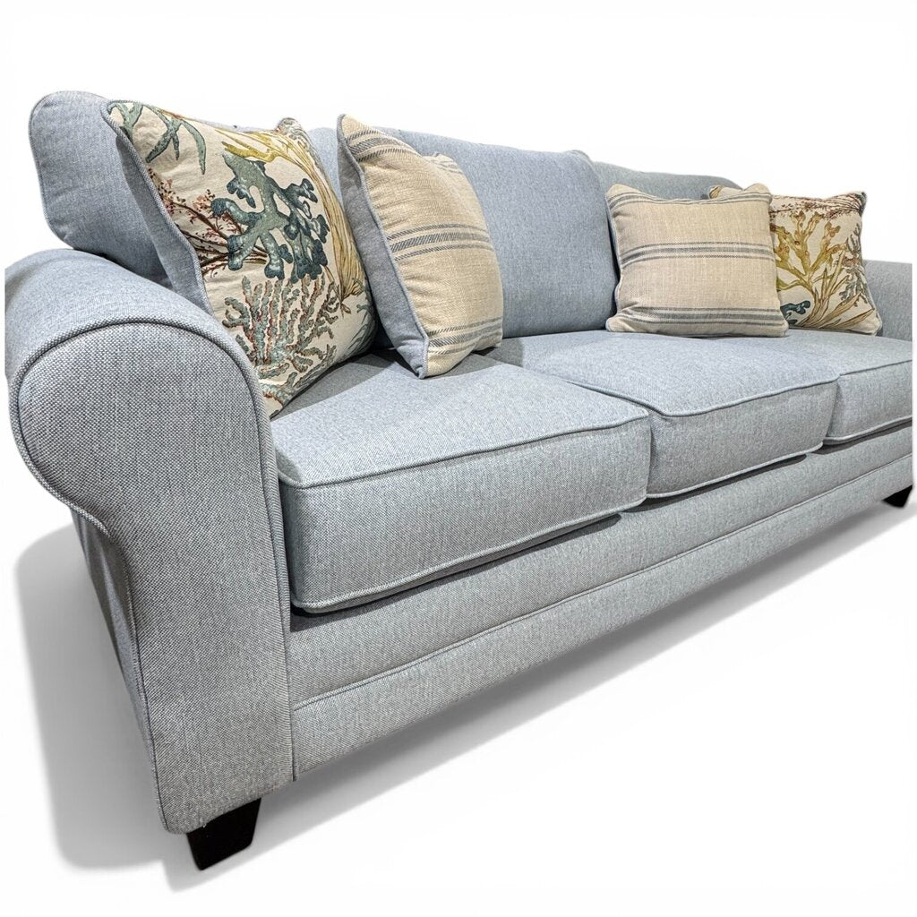 Fusion Rolled Arm Sofa from the Labyrinth Sky Collection Made in USA 4 Pillows Included 88Lx38Wx37H
