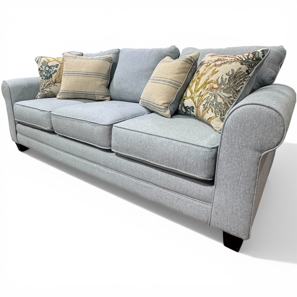 Fusion Rolled Arm Sofa from the Labyrinth Sky Collection Made in USA 4 Pillows Included 88Lx38Wx37H