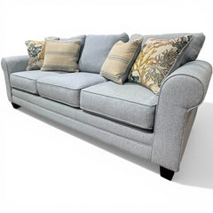 Fusion Rolled Arm Sofa from the Labyrinth Sky Collection Made in USA 4 Pillows Included 88Lx38Wx37H