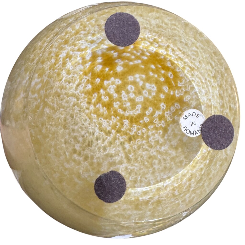 Heavy Hand Blown Polish Art Glass Vases in Amber Honey Tone w/ Textured Bubble. 3 Graduated Sizes. Thick Glass With Substantial Weight.