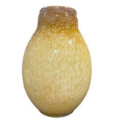 Heavy Hand Blown Polish Art Glass Vases in Amber Honey Tone w/ Textured Bubble. 3 Graduated Sizes. Thick Glass With Substantial Weight.