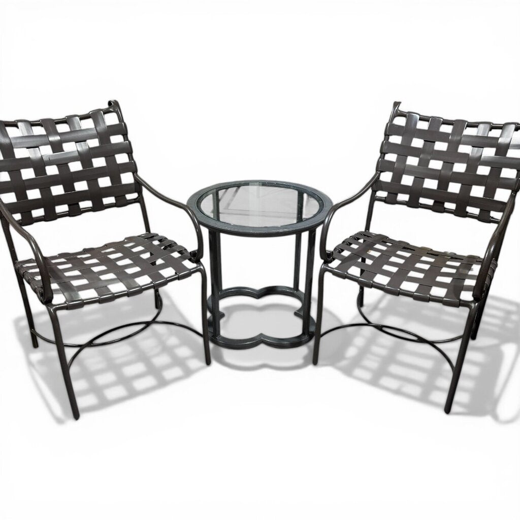 Pair of FrontGate Outdoor Glass Top Side Tables (sold as a set) (4 chairs also available)