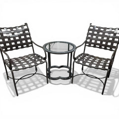 FrontGate Outdoor Patio Dining Strap Chairs (set of 4) (2 side tables available, not included)